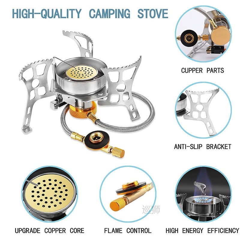 ONLIVING Outdoor Windproof Gas Stove Camping Gas Burner Fold