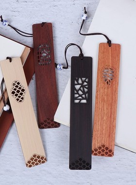 1pcs Chinese style retro bookmarks wood exquisitely carved H