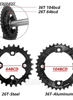 64BCD 104BCD MTB Bicycle Sprockets Double Chainwheel 26T 28T