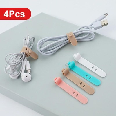 4Pcs Silicone Cable Winder Earphone Cable Desktop Data Line