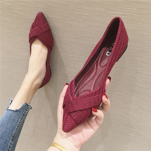 Spring Autumn Women Flats Solid Color Shallow Pointed Toe Sl