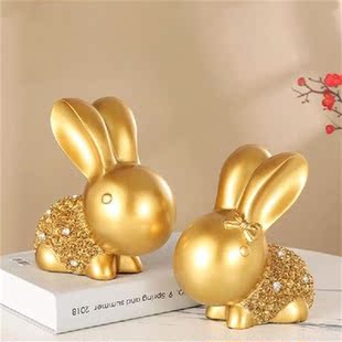 1 Pair Couple Rabbit Figurines Easter Desk Decoration Resin