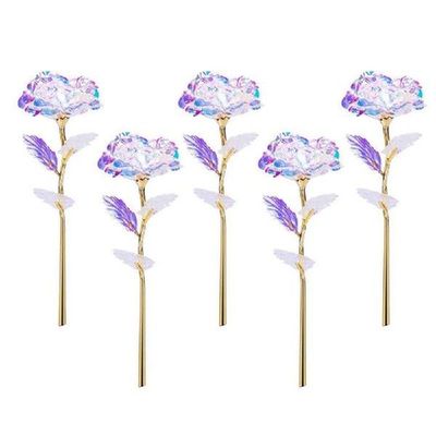5PCS Artificial Rose Anniversary Gift Flower 24k Gold Home