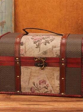 Retro Wooden Treasure Box Makeup Organizer Jewelry Box Stora