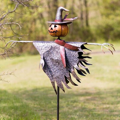 Halloween Pumpkin Head Scarecrow Jack Lantern Outdoor Pile
