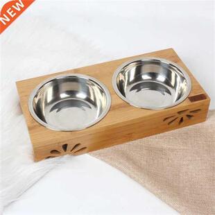 Pet Dog Duble Bowl Kitten Food Water Feefer Stainless Steel