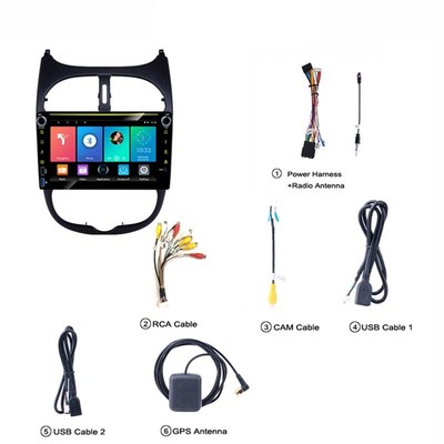 8'' 2 Din Car radio For Peugeot 206 2001-2008 Multim