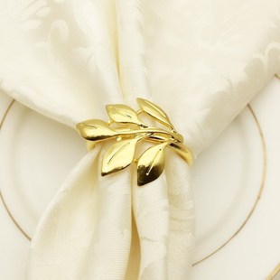 6pcs/lot Fall Leaves Napkin Rings Gold Silver Christening Ba