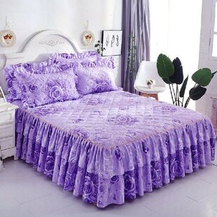 Thicken Bed Skirt Polyester Bed Sheet for Wedding Double Lac