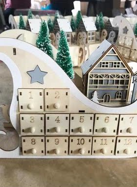 House Sleigh Wooden Advent Calendar Countdown Christmas Part