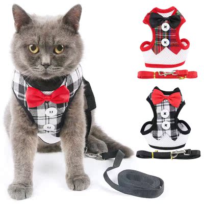 Dog Cat Harness And Leash Set Nylon Mesh Pet Puppy Bowknot