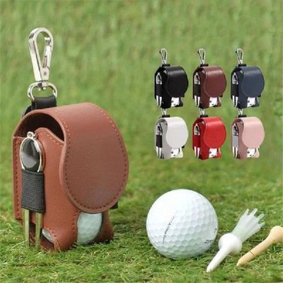 Golf Ball PU Leather Waist Bag For Golf Gift Pink Brown