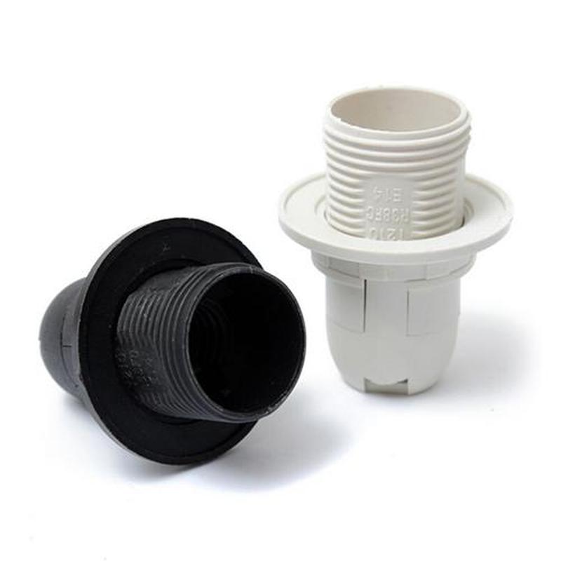 E14 Lamp Bulb Holder Edison Screw Cap Socket White/Black