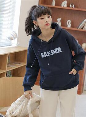 2021 Hooded coat loose pullover and fleece hoodie girl stude