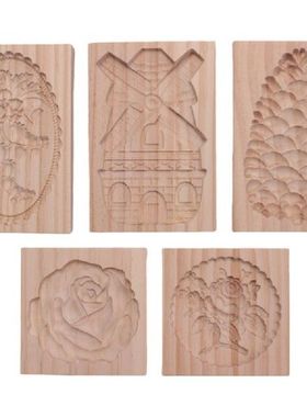 5PCS 3D Wooden Gingerbread Biscuit Mold Pine Cones