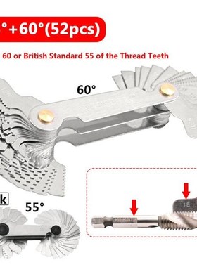52pcs Blade Screw Thread Tooth Pitch Cutting Steel Gauge Mea