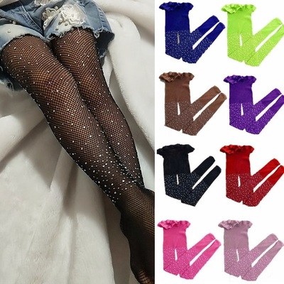 Fishnet Stockings Girls Kids Pantyhose Stockings Rhinestone