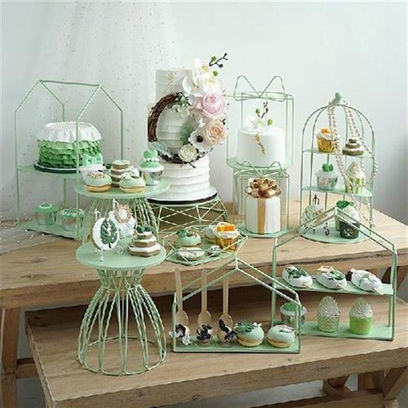 Green Color Wedding Cake Food Table Decoration Baby Shower