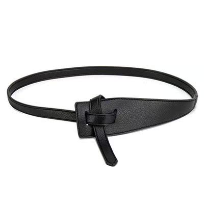 Women rench Coat Belt New Design Simple Pu Irregular Buckle
