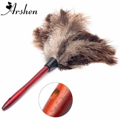 Arshen 40cm Ostrich Natural Feather Duster Brush Wood Handle