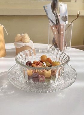 Embossed glass bowl dessert salad bowl breakfast cereal