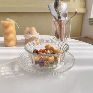 Embossed glass bowl dessert salad bowl breakfast cereal