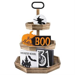Tiered Tray Decor Halloween Horror Decoration Mini Rustic