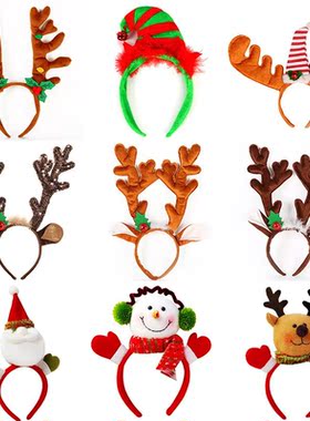 Christmas Hair Hoop Elk Horn Elf Hat Santa Claus Xmas Snowma