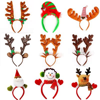 Christmas Hair Hoop Elk Horn Elf Hat Santa Claus Xmas Snowma