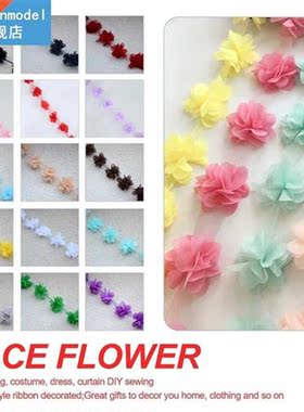 Flowers 3D Chiffon Cluster Flowers Lace Dress Decoration Lac