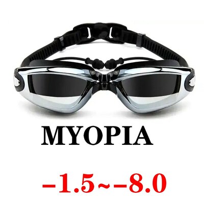 Myopia Swimming Goggles Earplug Professional Adult Silicone
