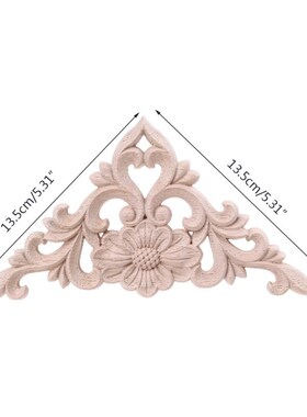 4pcs Wood Carved Unpainted European Flower Onlay Applique Co