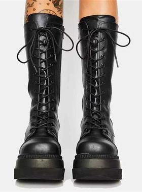 Platform Shoes Boots Women Winter Shoes Genuine Leather Rid