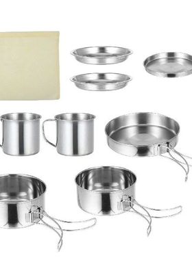 8 Pcs Backpacking Camping Cookware Picnic Cooking Cook Set