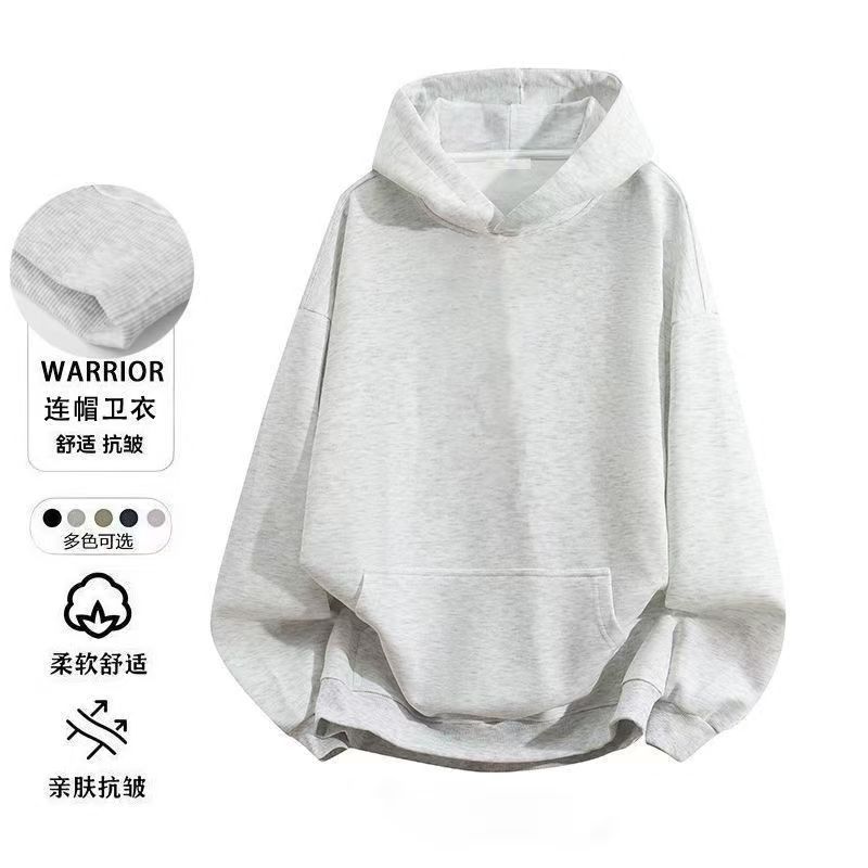 中大童男女秋冬季ins休闲加绒加厚连帽卫衣慵懒风纯色带帽上衣