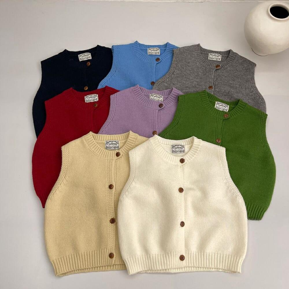 3383韩版时尚百搭糖果色针织背心女春季新款叠穿马甲毛针织衫