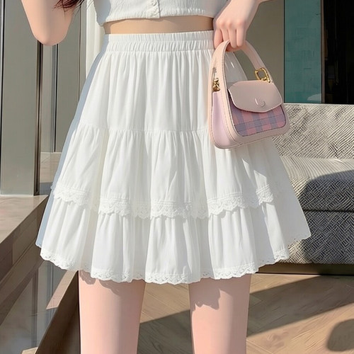 白色短裙大码胖mm半身裙女夏季