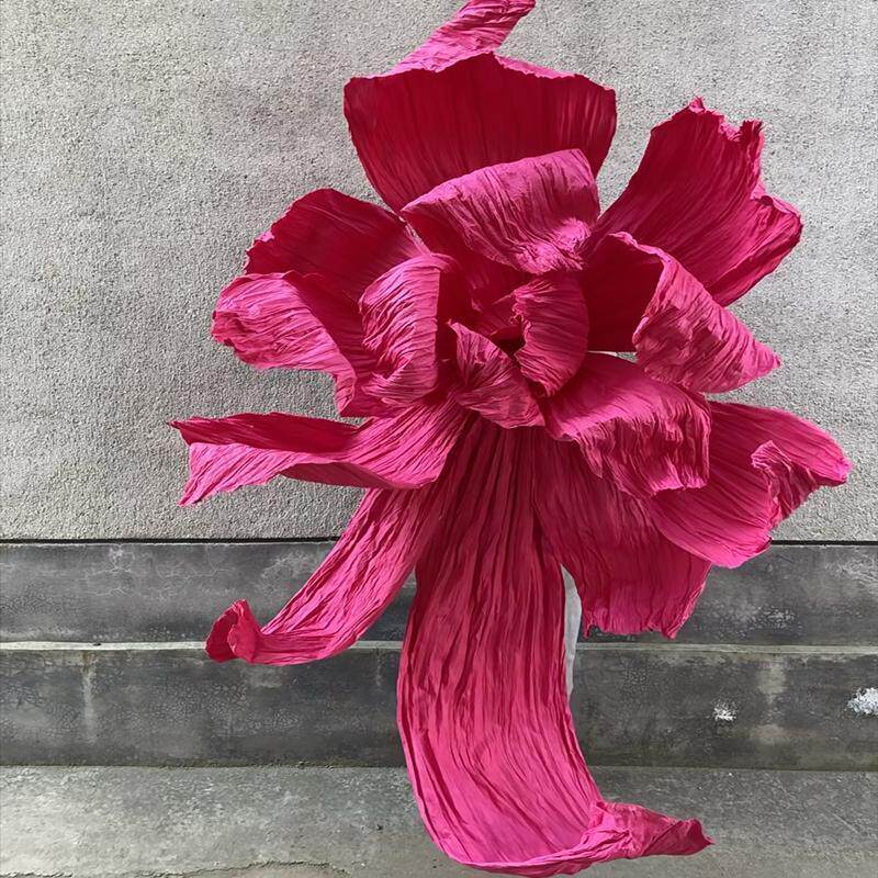 褶皱纸蝴蝶结彩色玫红色手揉纸大张手工皱纹纸立体花折幼儿园装扮