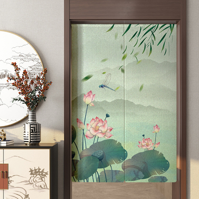 中式荷花门帘布卧室厕所对