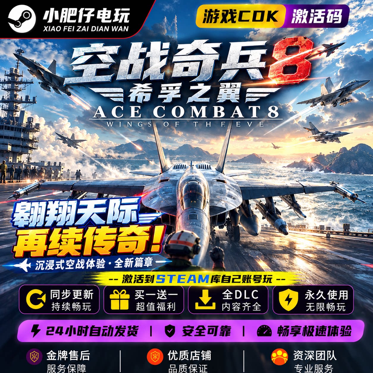 Steam空战奇兵8希孚之翼激活码在线电脑游戏入库 全DLC 自动发货