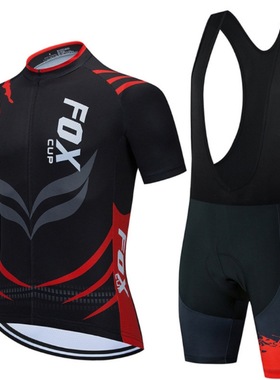 FOX CUP骑行服套装男短袖透气快干山地自行车运动服夏