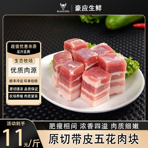 豪应生鲜精选猪五花肉块免切直用