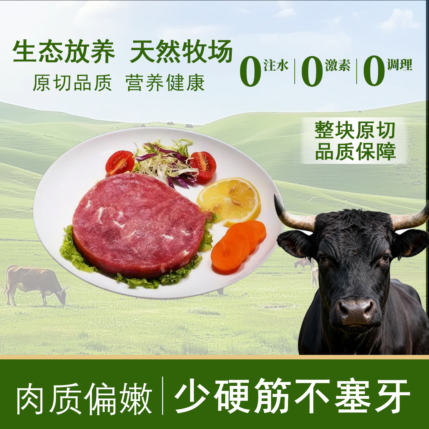 豪应进口生鲜精修小米龙牛肉原切
