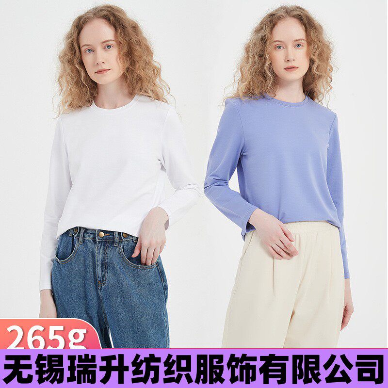 无锡瑞升纺织服饰有限公司高端纯棉t恤女长袖圆领加厚新疆棉内搭图片