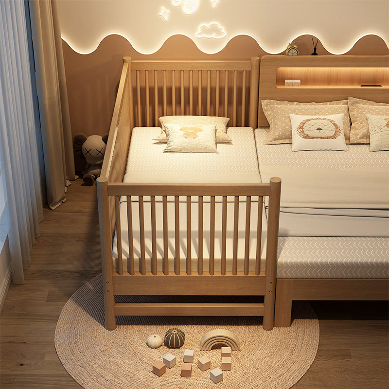 儿童拼接床婴儿加宽大床边小床宝宝拼接加高护栏男女孩实木单人床,住宅家具,儿童拼接床,淘宝优惠券,粉丝福利购,淘宝优惠卷