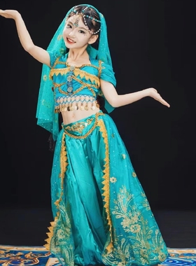 儿童印度舞演出服花儿新疆敦煌茉莉公主裙民族异域风情少女舞蹈服