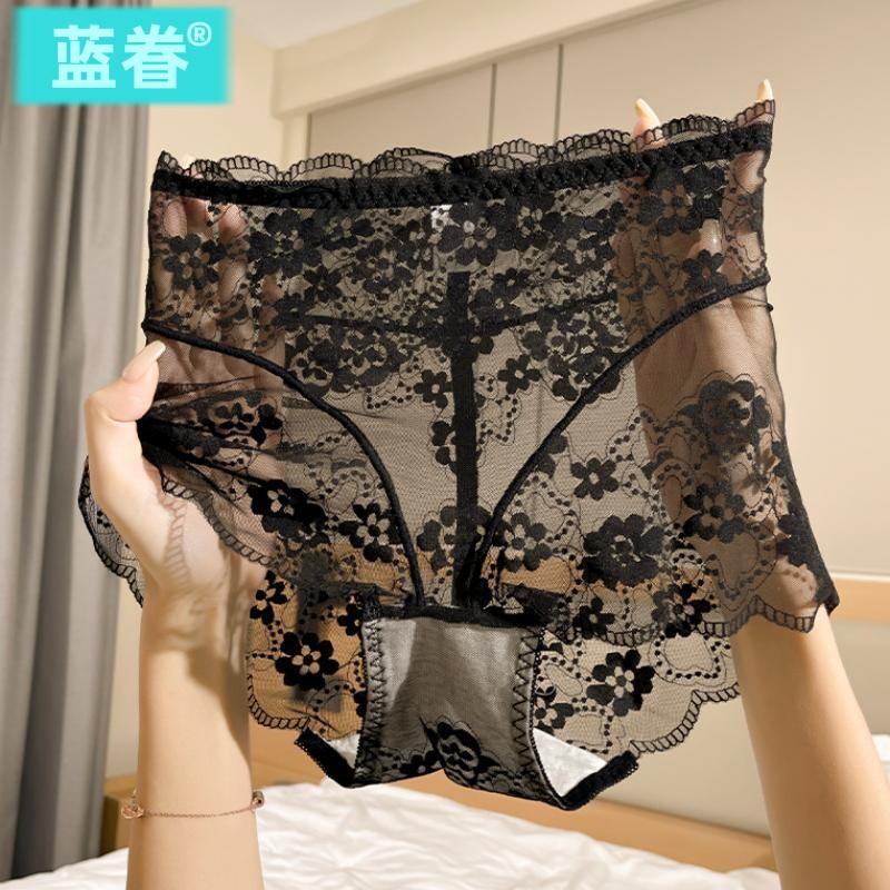 高腰收腹提臀内裤女夏季薄款透气蕾丝性感网纱无痕束腹塑身美体裤