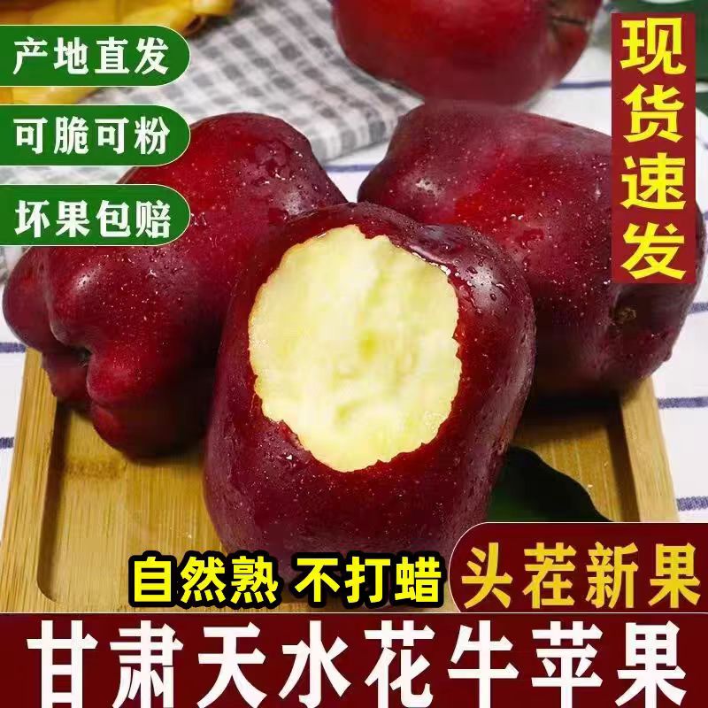 现摘新鲜农家花牛苹果正宗甘肃天苹果