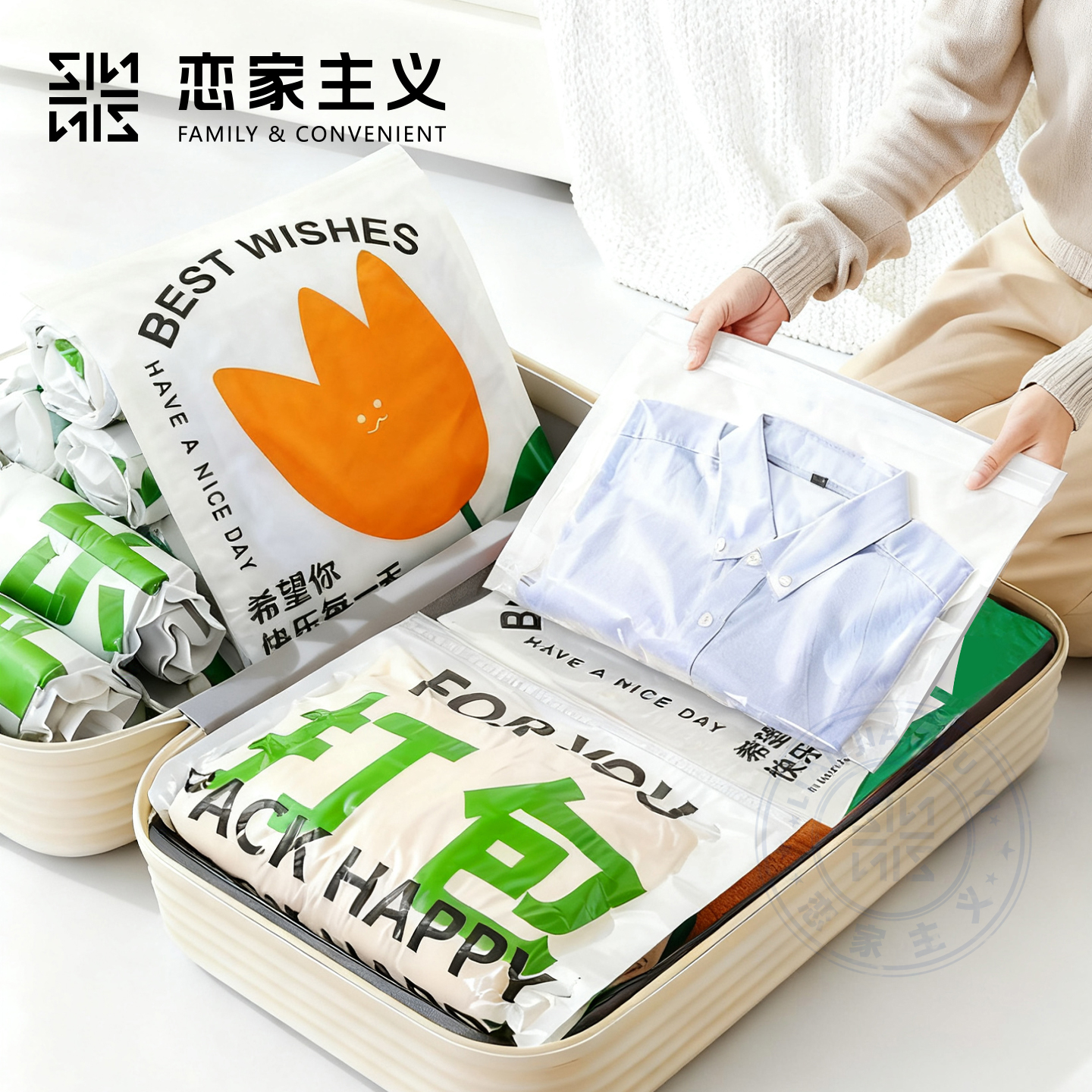 手卷式收纳压缩袋免抽气旅行收纳袋行李箱专用衣服裤子整理袋子