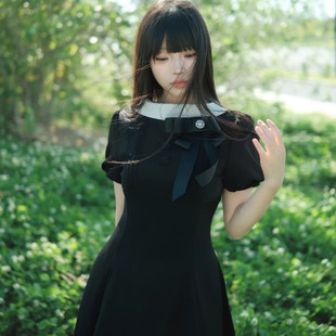 收腰显瘦小众高级感长裙 法式 赫本风复古短袖 连衣裙女夏季 2025新款